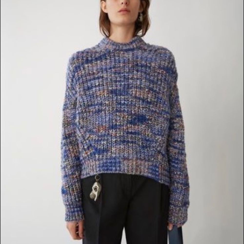 Acne Zora Chunky Knit Multicolor Blue Sweater